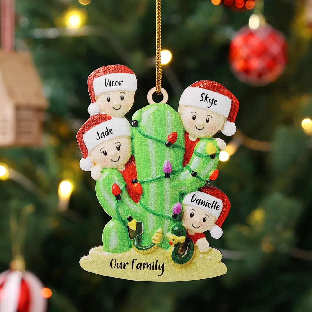Bianco Natale mille candele... Ornamenti cactus ciondolo per albero di Natale 4 nomi personalizzati