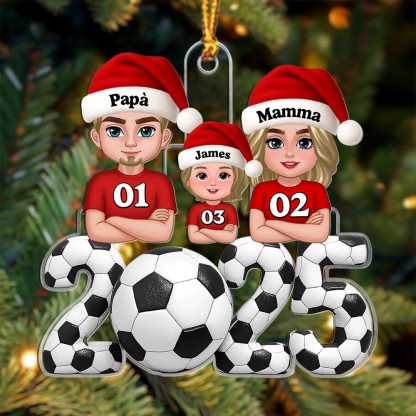 Decorazione Albero di Natale Personalizzata 2025 Famiglia Calcio
