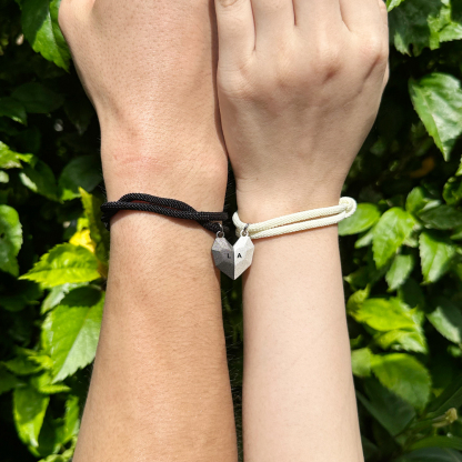 Resta con me Amor mio Braccialetti magnetici personalizzati con cuore a coppia di lettere fidanzato