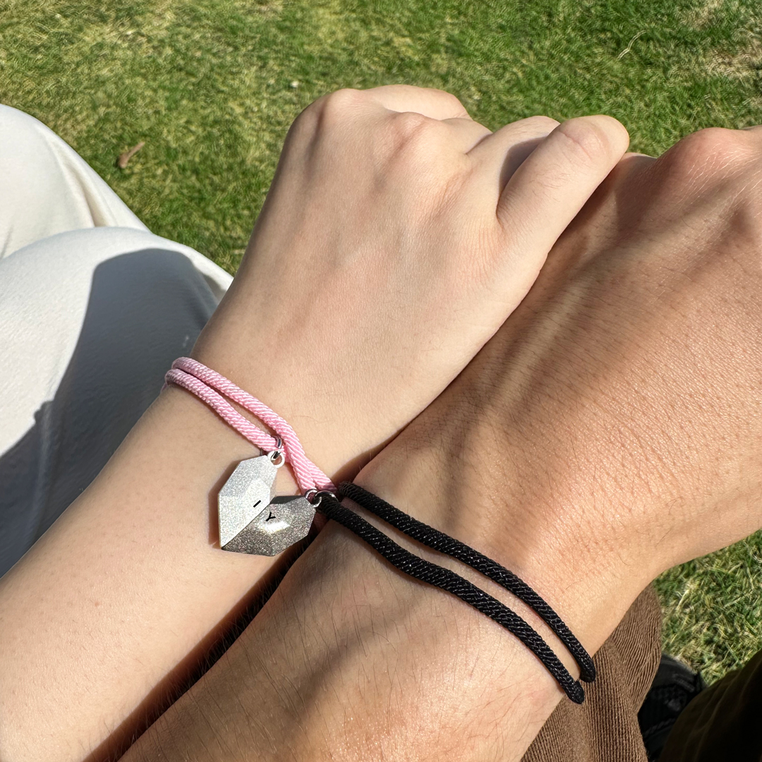 Resta con me Amor mio Braccialetti magnetici personalizzati con cuore a coppia di lettere fidanzato