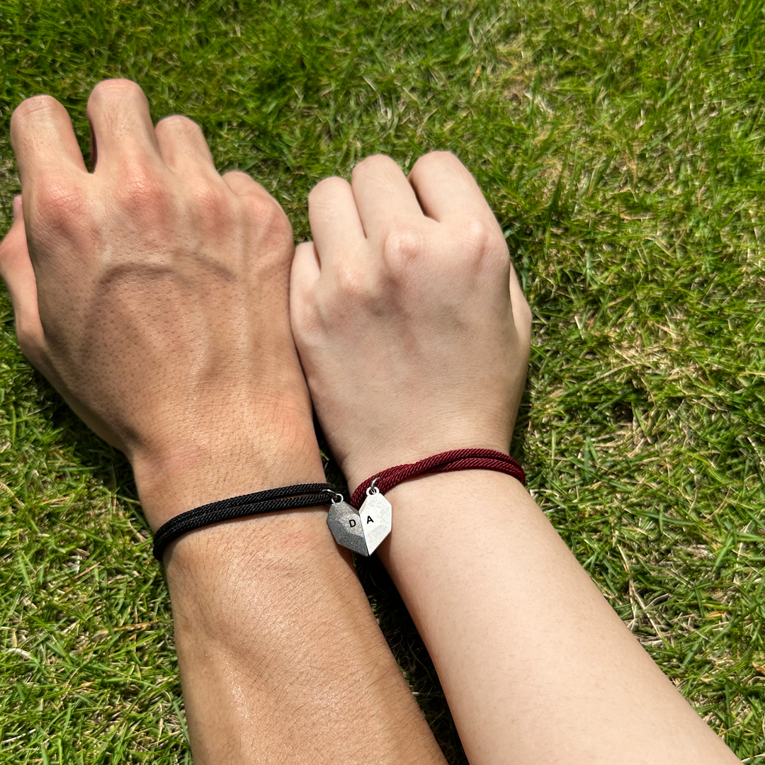 Resta con me Amor mio Braccialetti magnetici personalizzati con cuore a coppia di lettere fidanzato