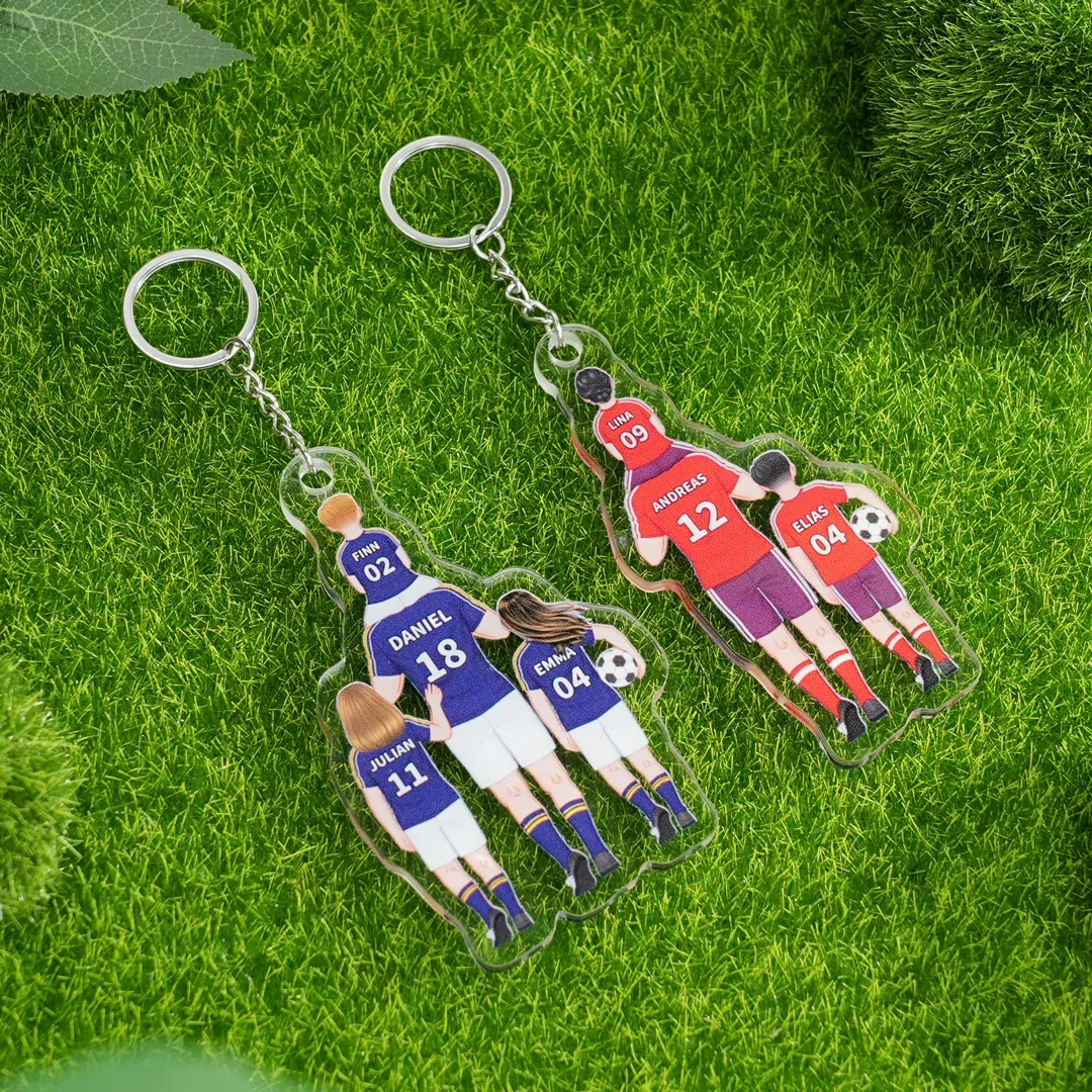 Portachiavi/Pendente acrilico da calcio con 2-4 nomi personalizzati Regali per la festa del papà | Jessemade