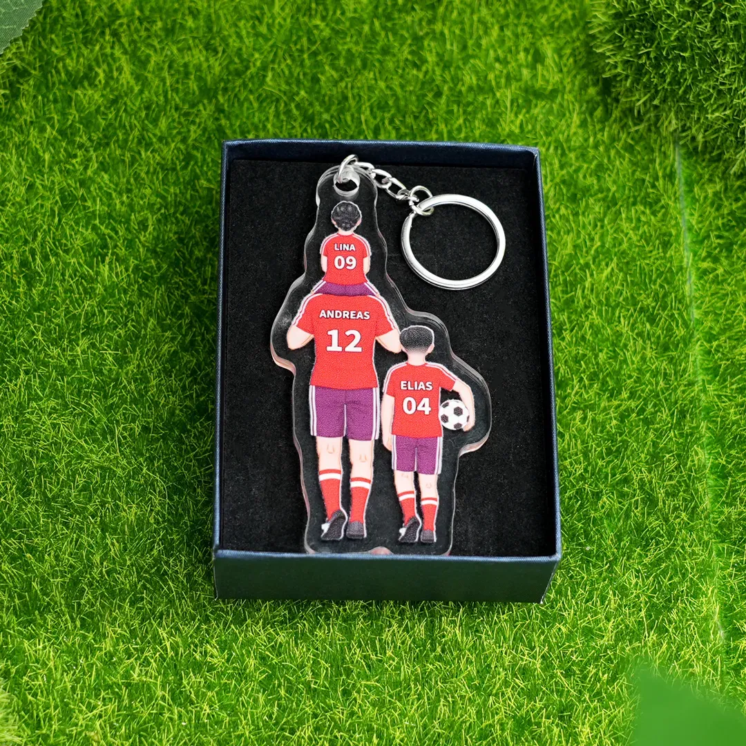 Portachiavi/Pendente acrilico da calcio con 2-4 nomi personalizzati Regali per la festa del papà | Jessemade