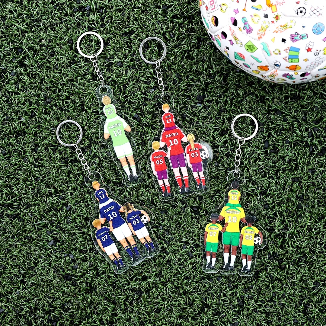 Portachiavi/Pendente acrilico da calcio con 2-4 nomi personalizzati Regali per la festa del papà | Jessemade