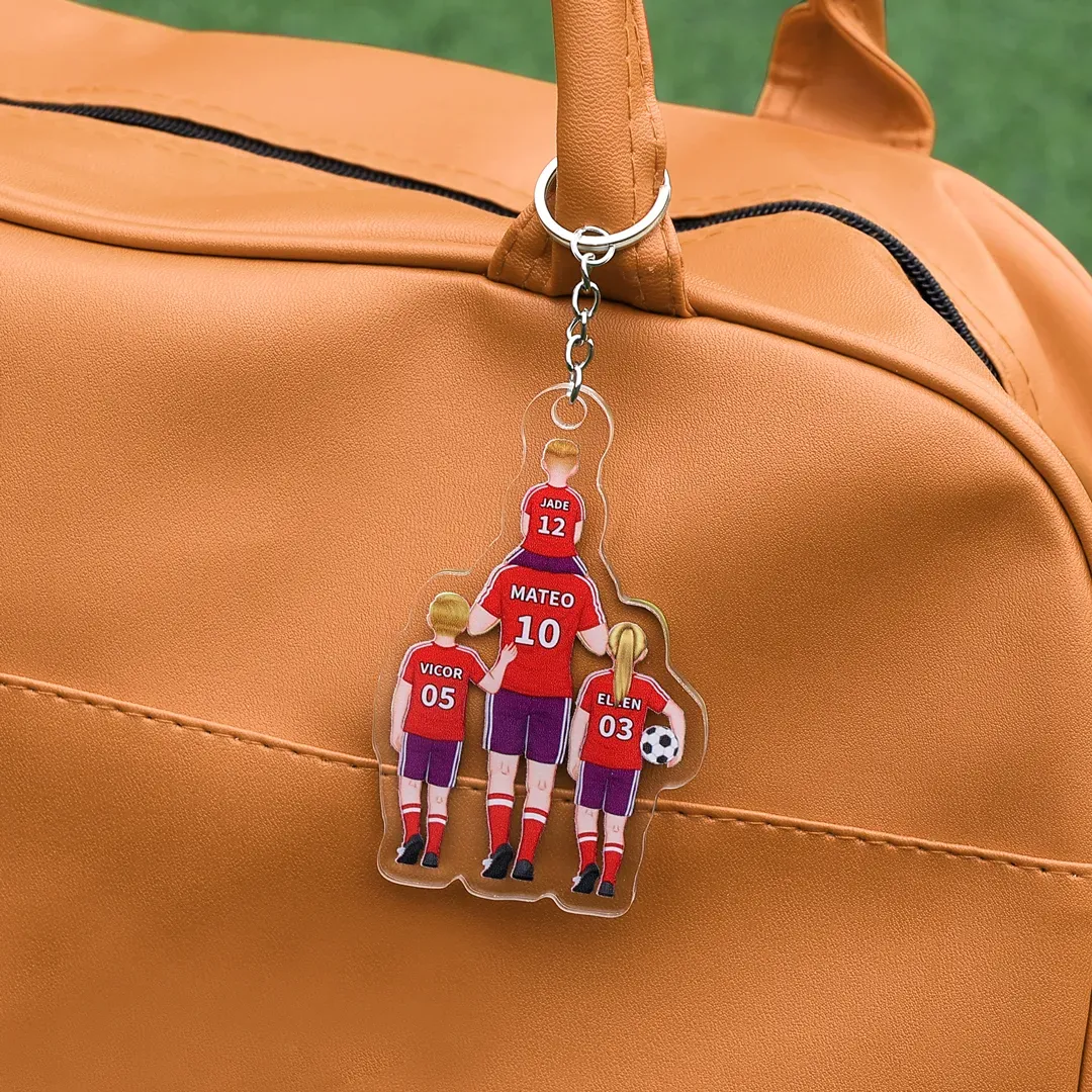 Portachiavi/Pendente acrilico da calcio con 2-4 nomi personalizzati Regali per la festa del papà | Jessemade