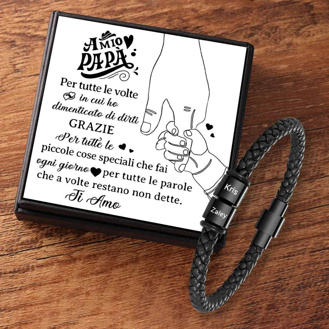 Bracciale Uomo Personalizzato – Incisione 1 Nome – Regalo Speciale per Papà | Jessemade