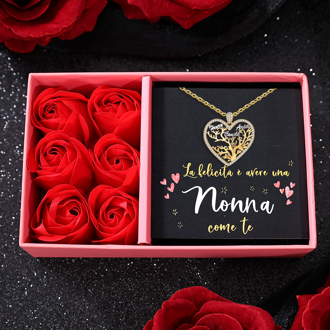 Albero della famiglia collana 3 nomi personalizzati