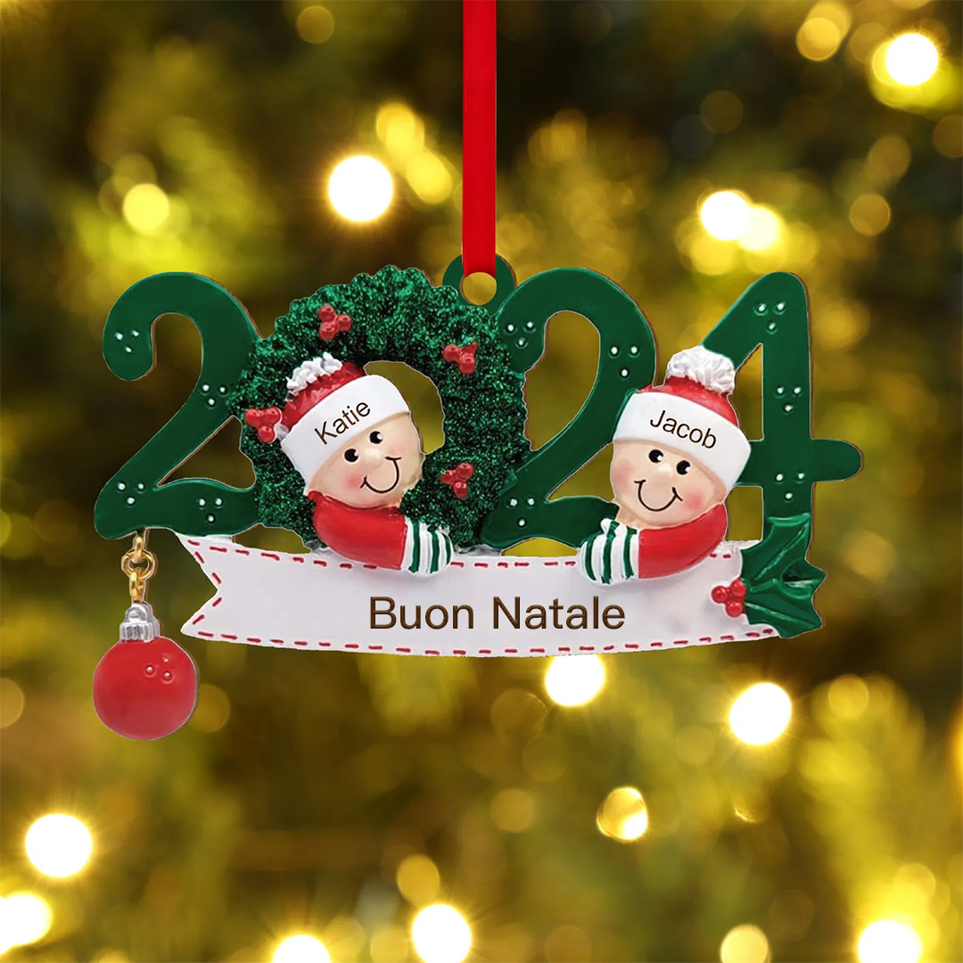 Ornamento di Natale Personalizzato con Nomi – Decorazione Natalizia per la Famiglia 2024 | Jessemade