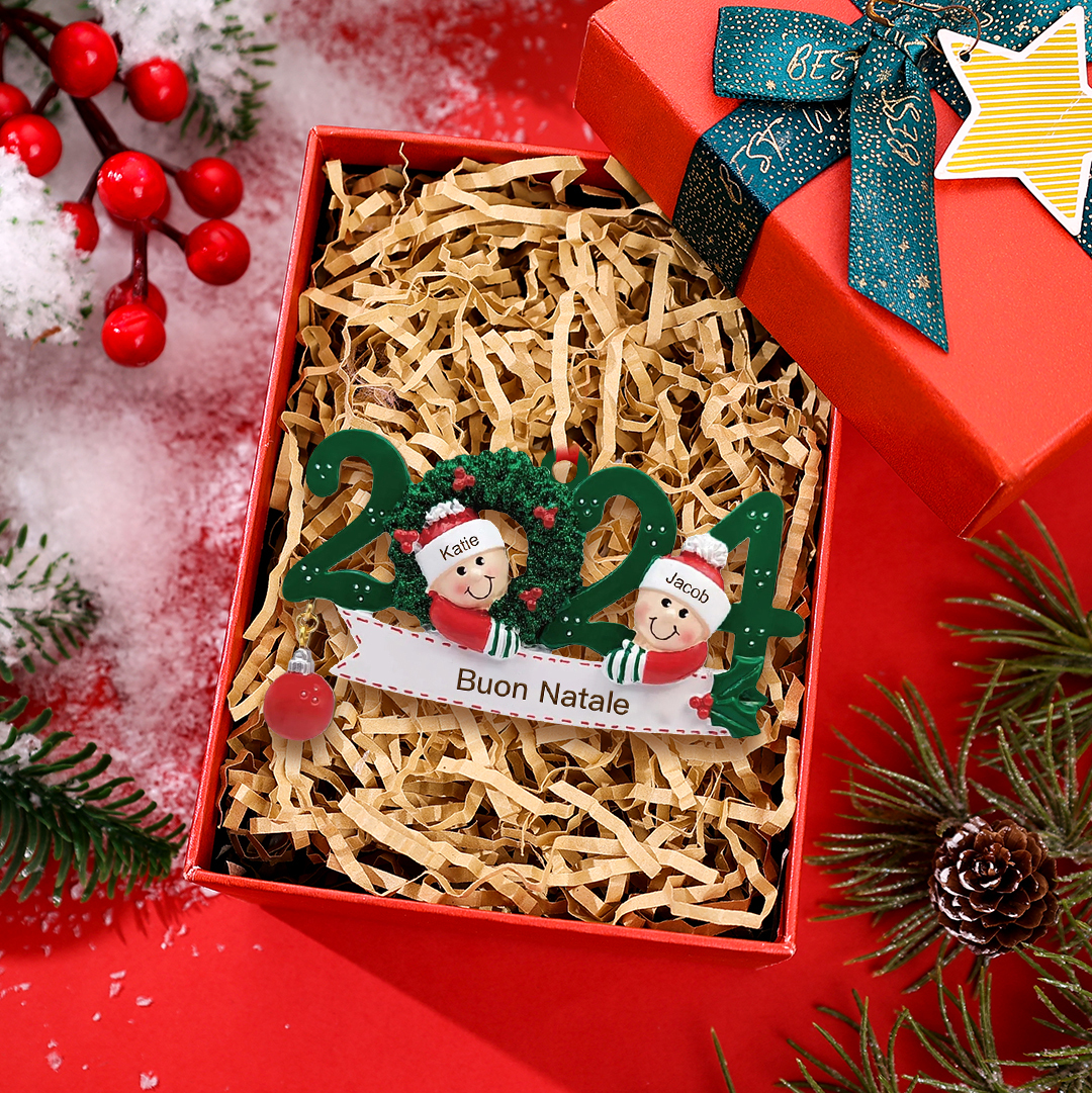 Ornamento di Natale Personalizzato con Nomi – Decorazione Natalizia per la Famiglia 2024 | Jessemade