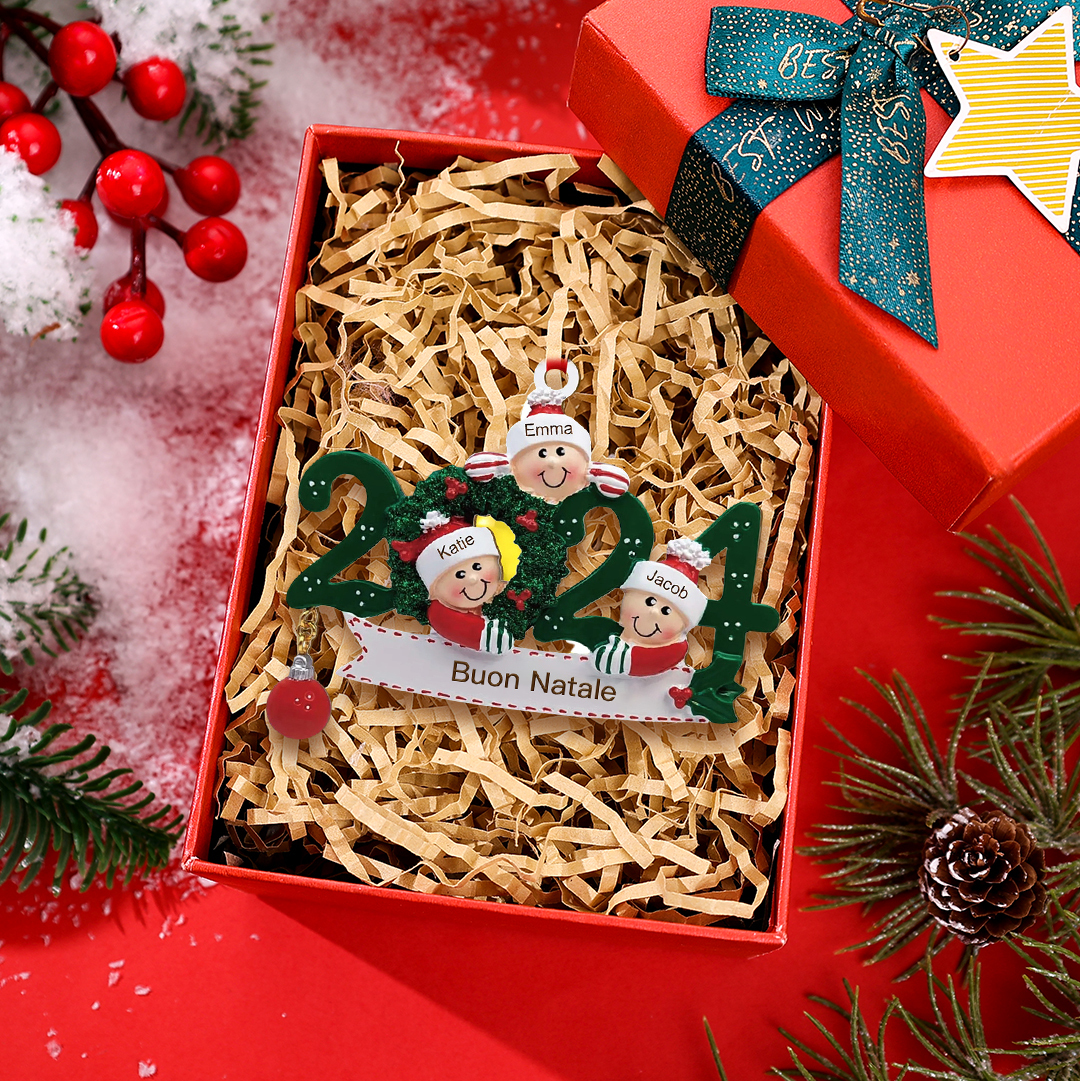 Ornamento di Natale Personalizzato con Nomi – Decorazione Natalizia per la Famiglia 2024 | Jessemade