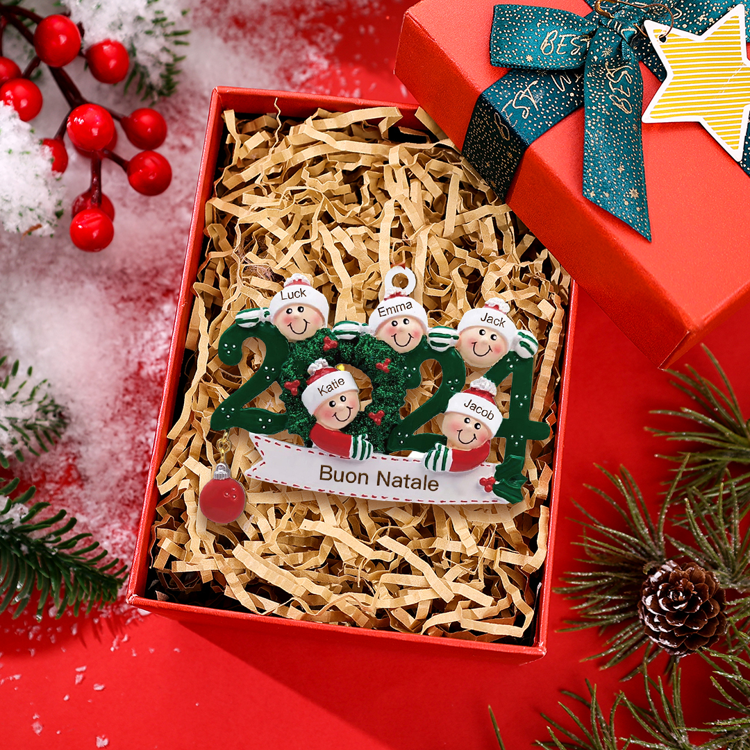 Ornamento di Natale Personalizzato con Nomi – Decorazione Natalizia per la Famiglia 2024 | Jessemade
