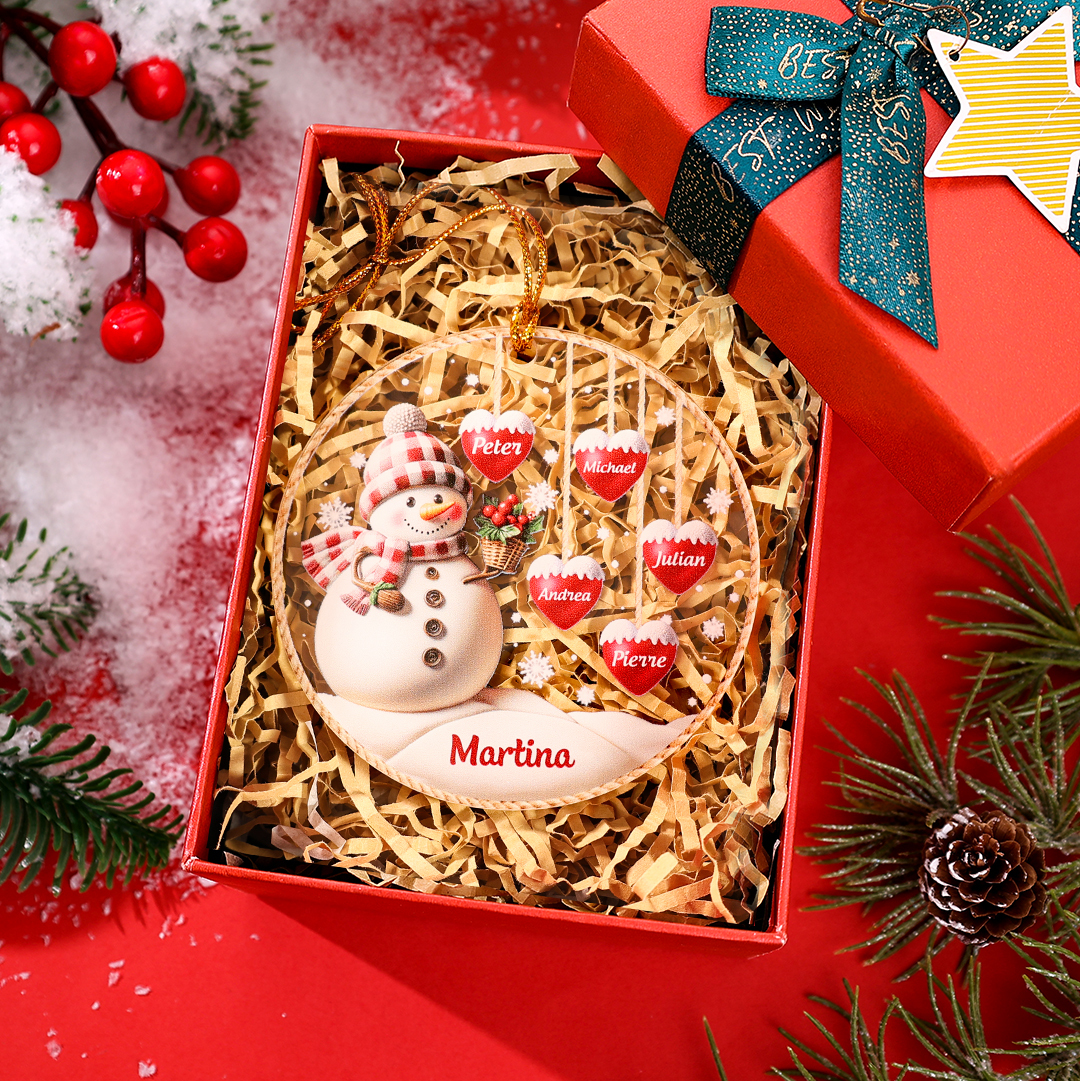 Nonna-Portachiavi/Pendente acrilico pupazzo di neve con nomi personalizzati regalo per famiglia