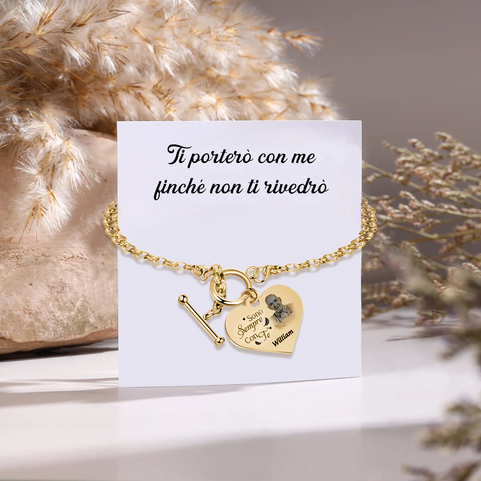 Braccialetto commemorativo personalizzato regali personalizzati con 1 foto e 1 nome per i tuoi | Jessemade