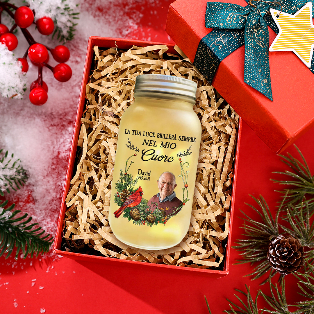 Mason Jar Commemorativo Personalizzato con Foto, Nome e Data – Regalo di Ricordo per i Cari | Jessemade