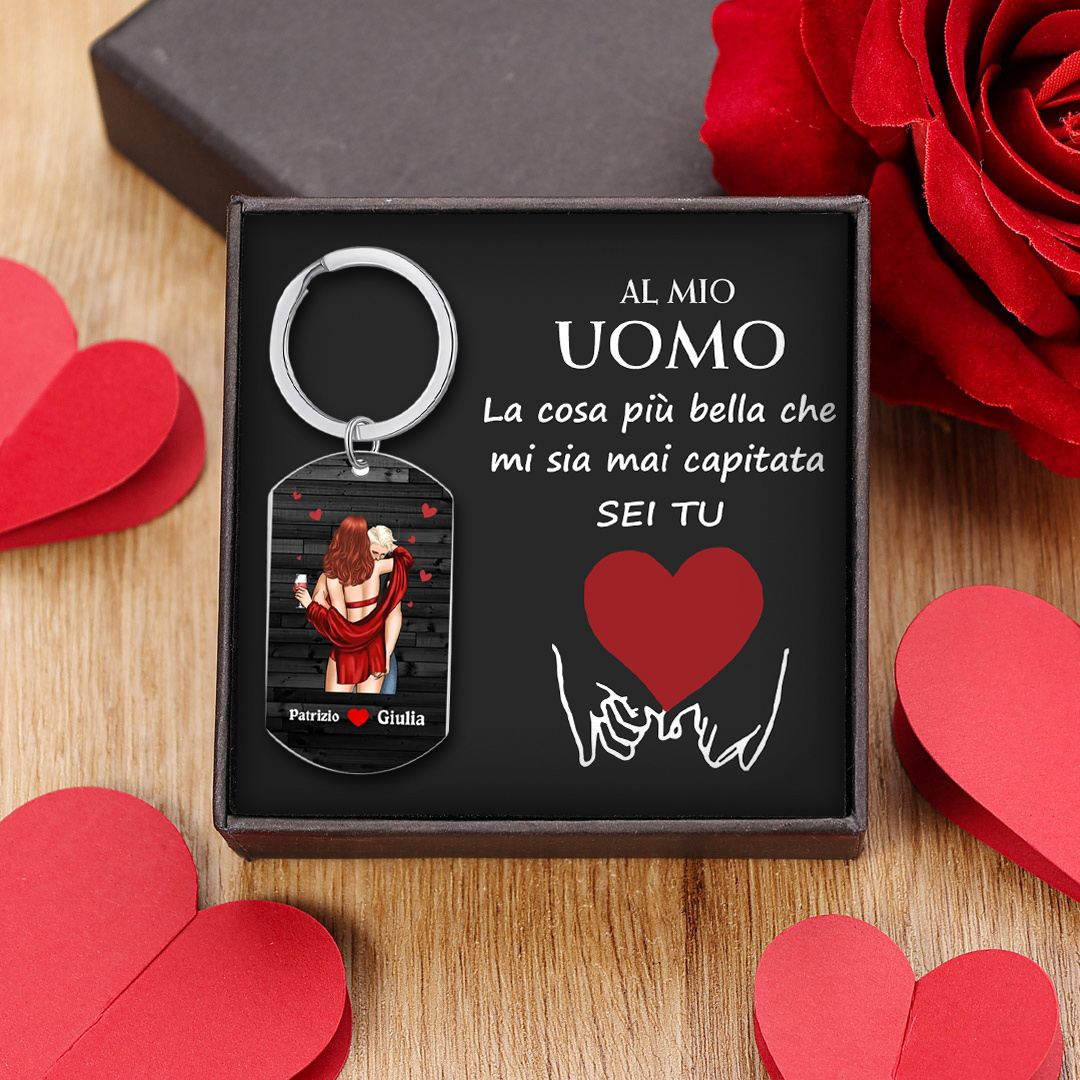 Guida con prudenza,ho bisogno di te-Portachiavi bacio e abbraccio con immagine personalizzati regalo per coppia💝
