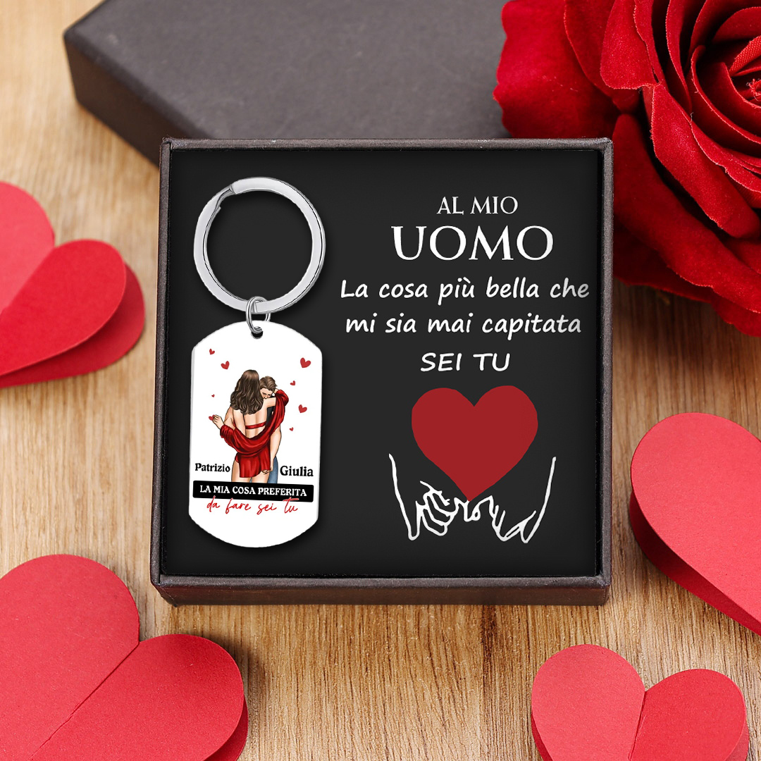 La mia cosa preferita da fare sei tu-Portachiavi bacio e abbraccio con immagine personalizzati regalo per coppia😘