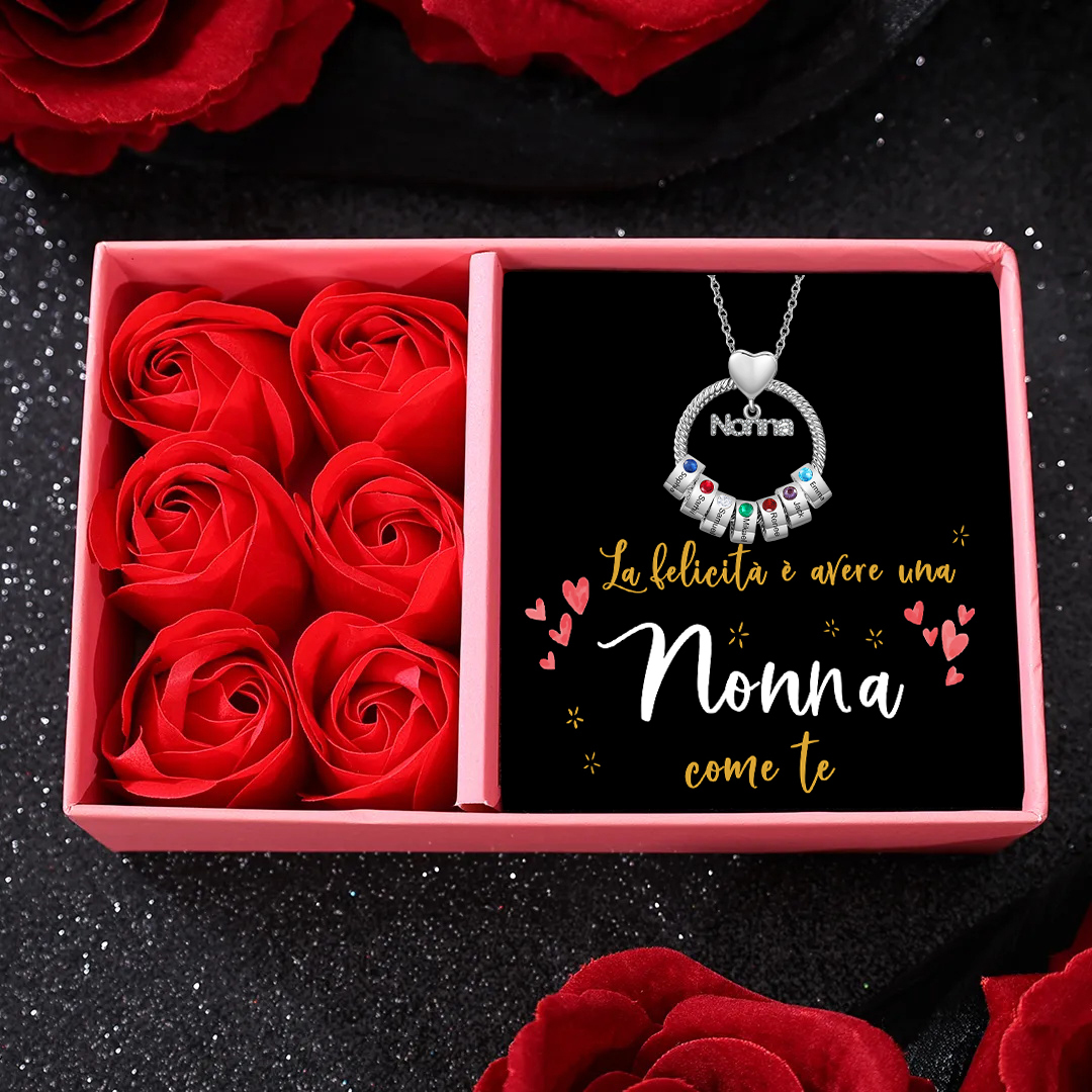 Collana Personalizzata con 7 Nomi e 7 Pietre di Nascita - Un Legame In