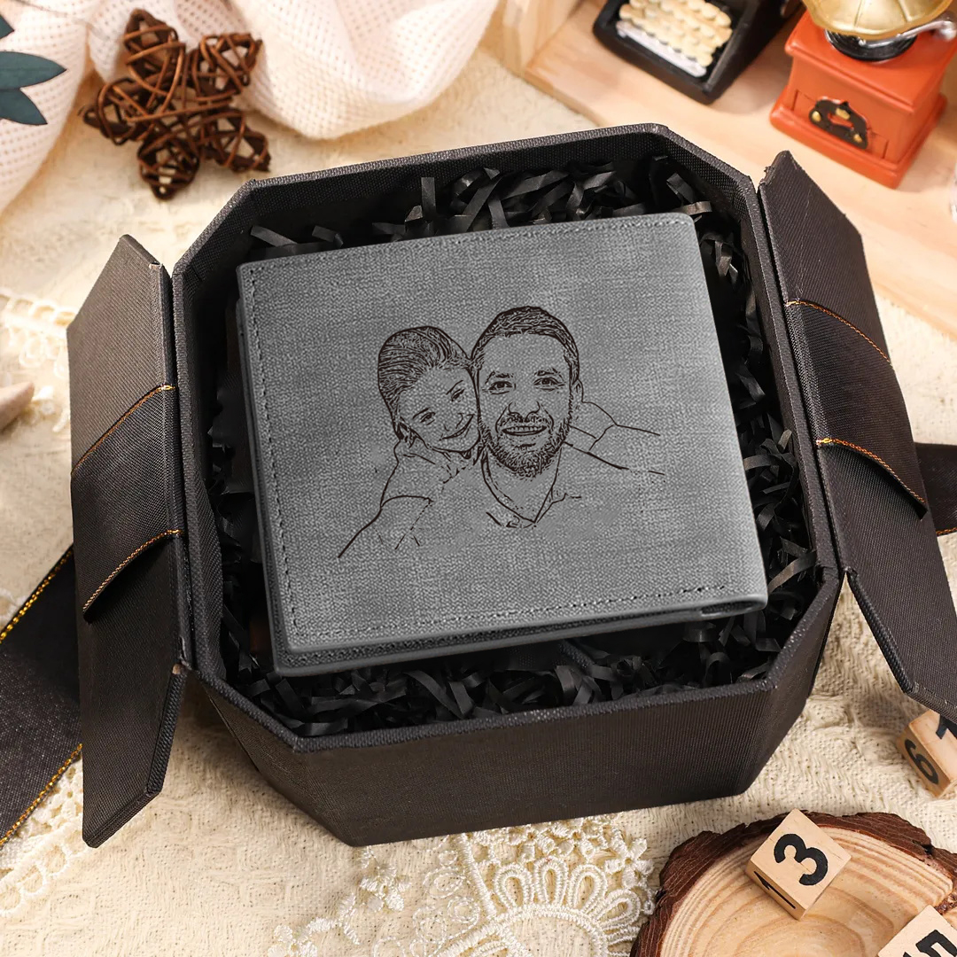 Portafoglio da uomo con 1 nome e 1 foto di linea personalizzabili regalo per uomo | Jessemade