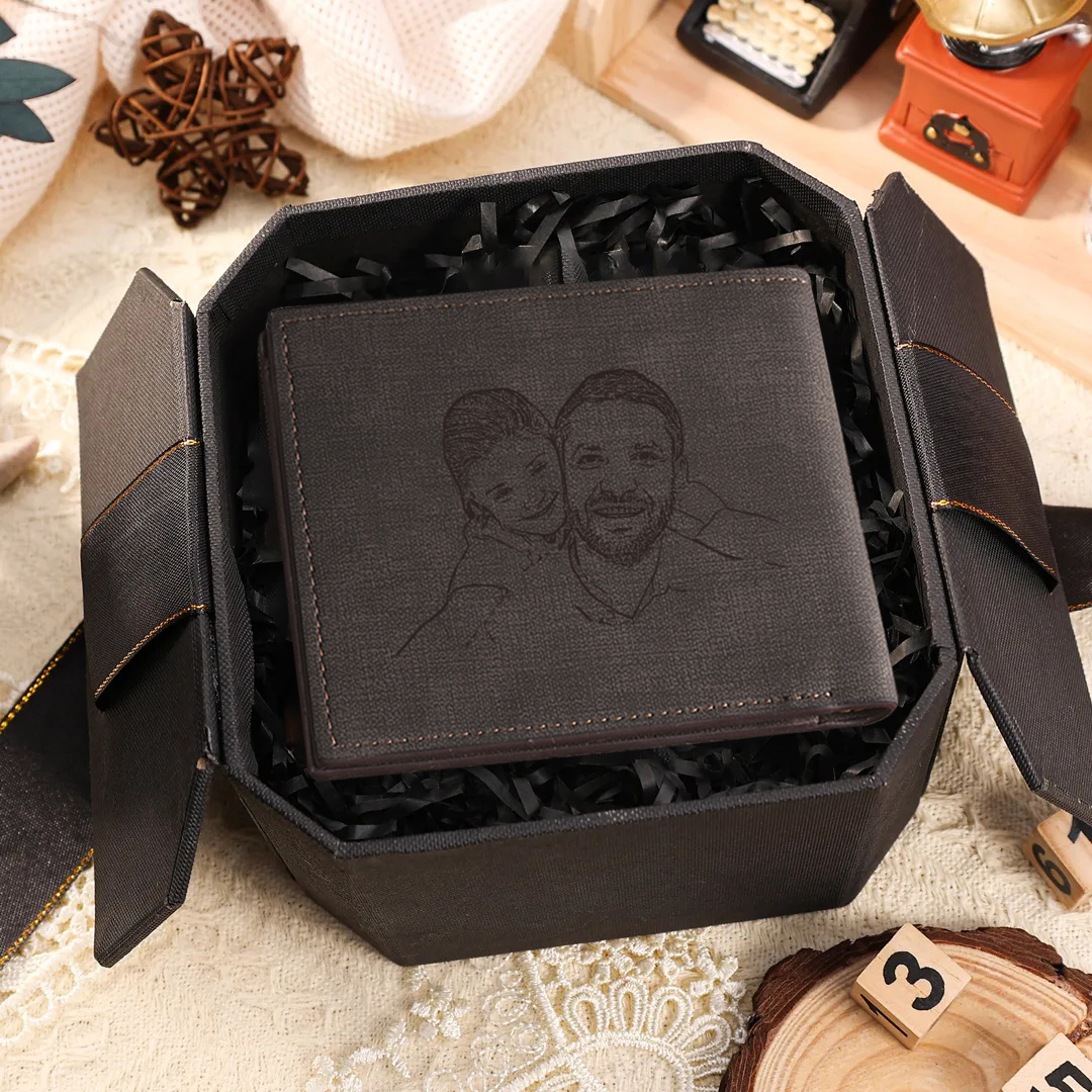 Portafoglio da uomo con 1 nome e 1 foto di linea personalizzabili regalo per uomo | Jessemade