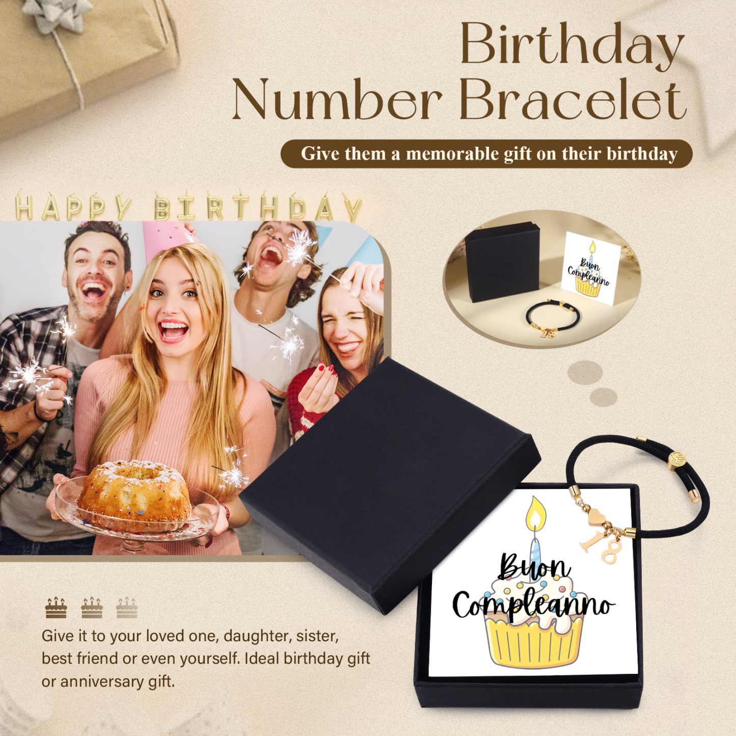 Braccialetto con 2 numeri personalizzati compleanno regalo bracciale 