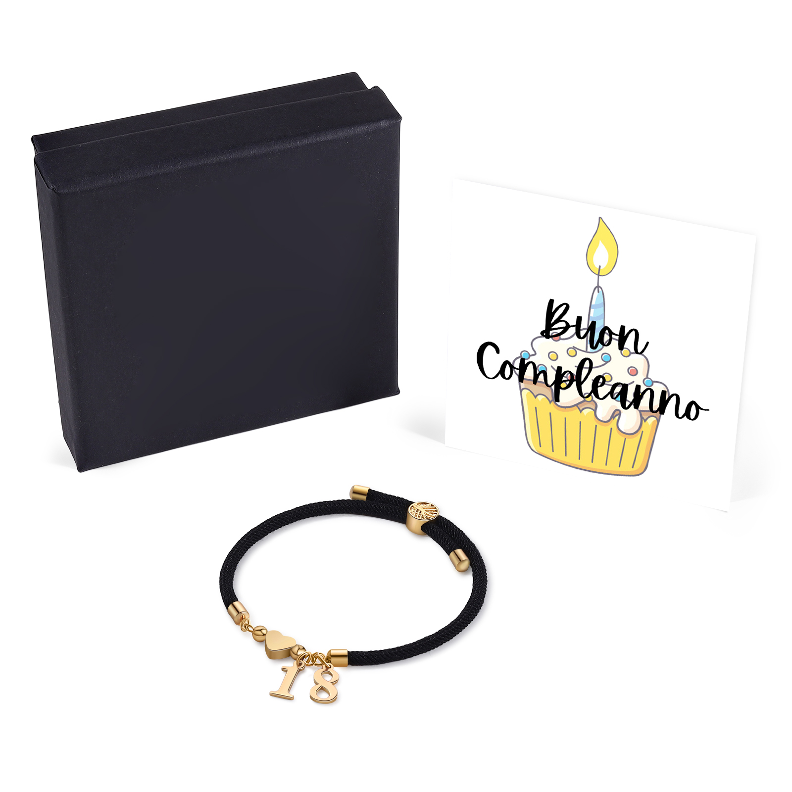 [Copy]Braccialetto con 6 nomi personalizzati e 6 ciondoli di cuore per donna