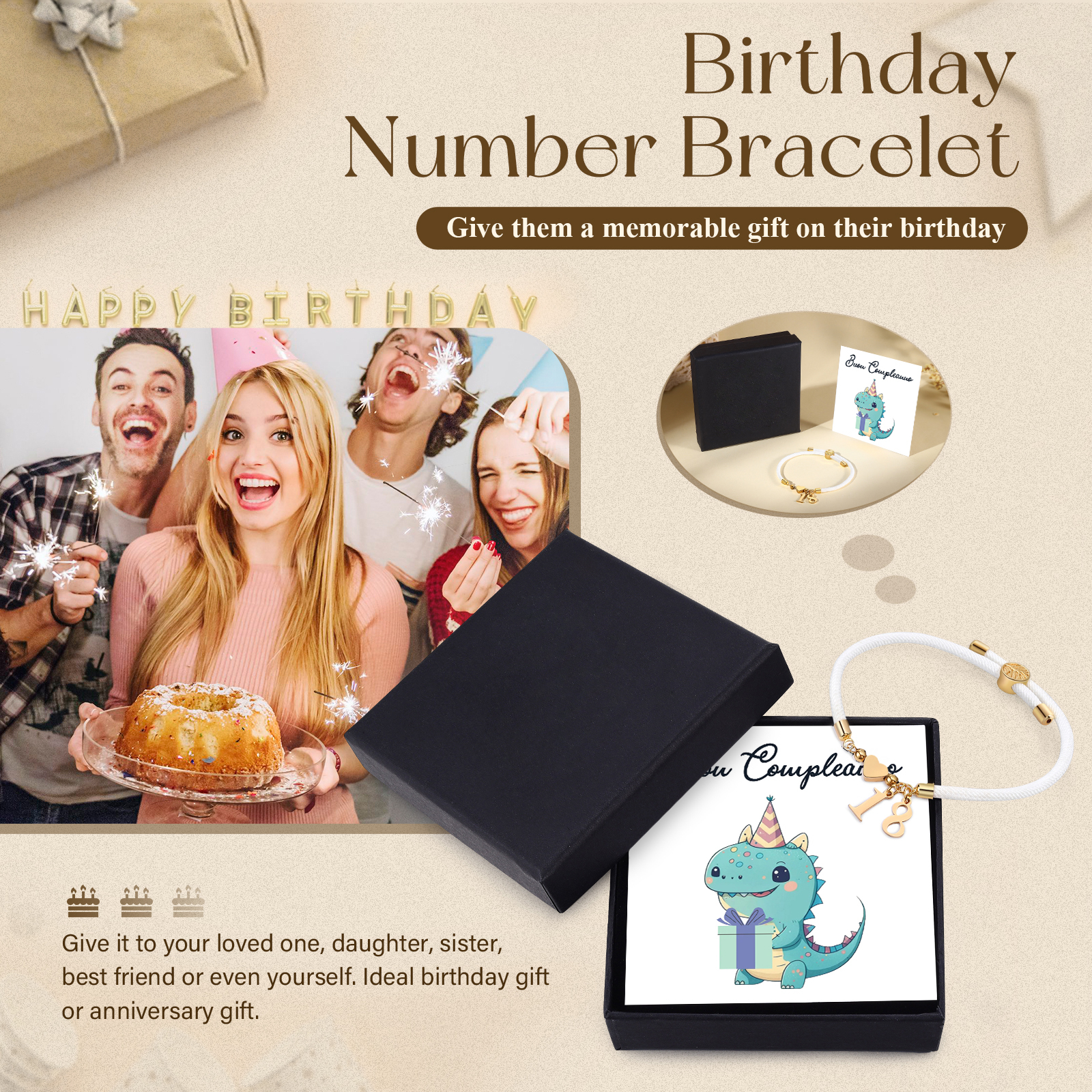 Braccialetto con 2 numeri personalizzati compleanno regalo bracciale 