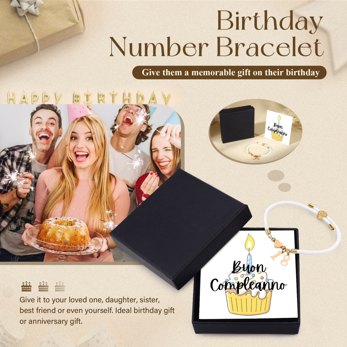 Braccialetto con 2 numeri personalizzati compleanno regalo bracciale 
