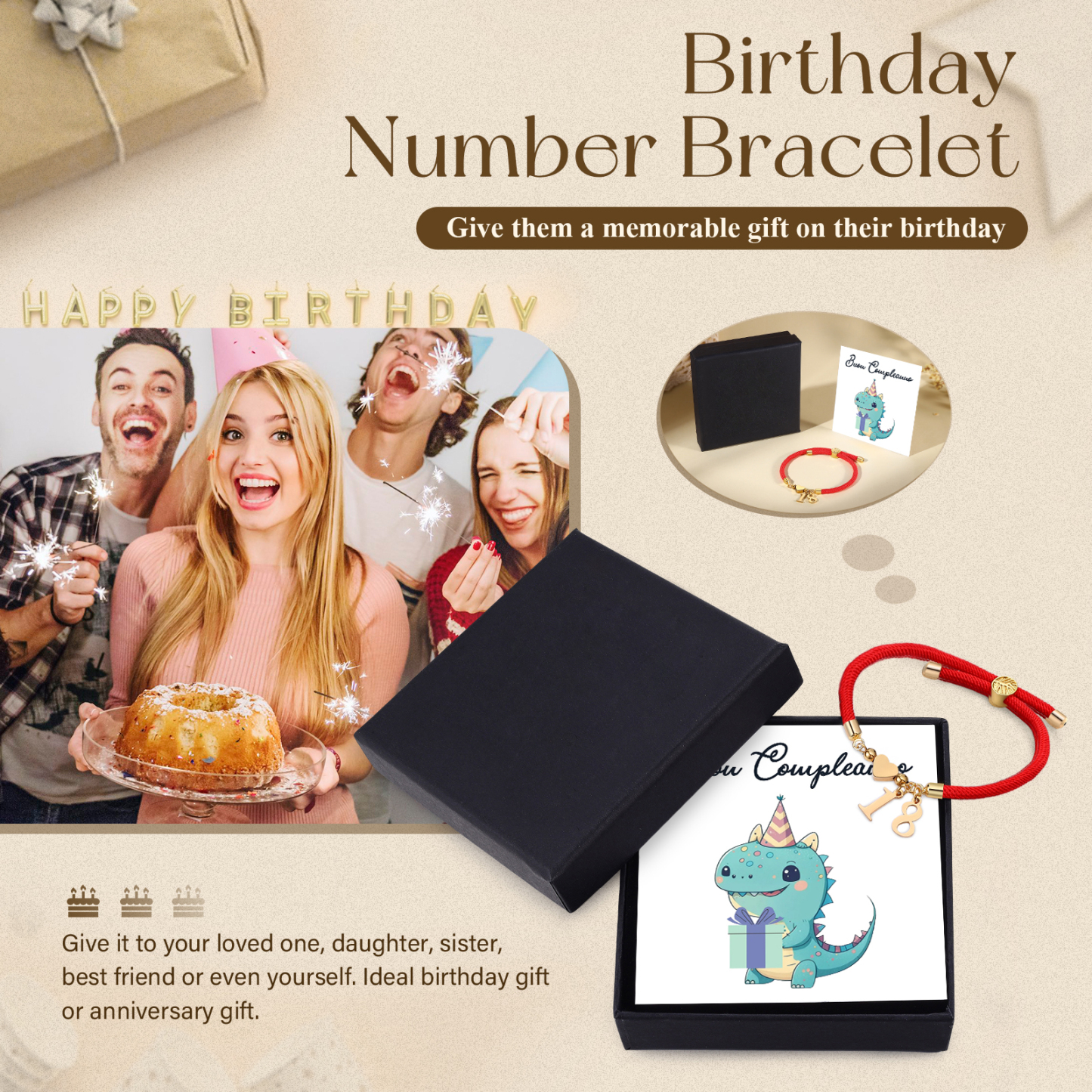 Braccialetto con 2 numeri personalizzati compleanno regalo bracciale 