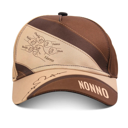 Jessemade IT Papà/Nonno-Cappello regorabile pugno a pugno 6 nomi e 1 testo personalizzati regalo per papà/nonno