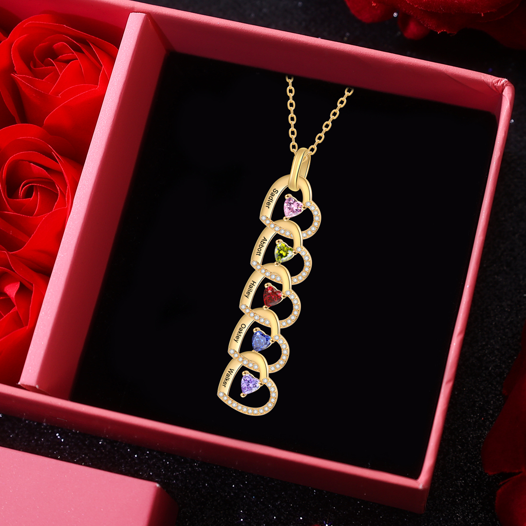Un Regalo Unico per la Nonna o la Mamma collana personalizzata con 5 nomi e 5 pietre di nascita connessione di famiglia