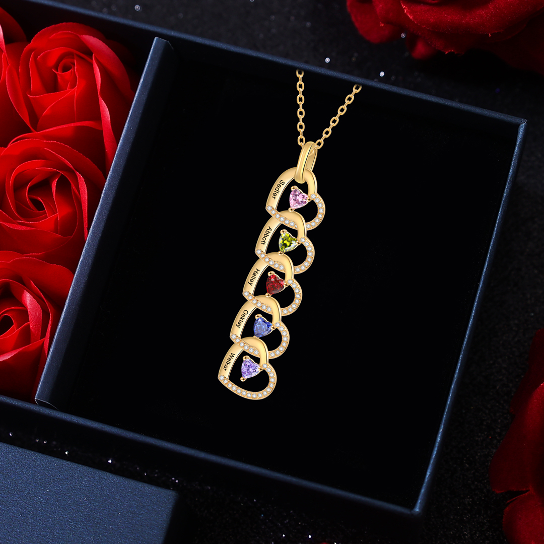 Un Regalo Unico per la Nonna o la Mamma collana personalizzata con 5 nomi e 5 pietre di nascita connessione di famiglia