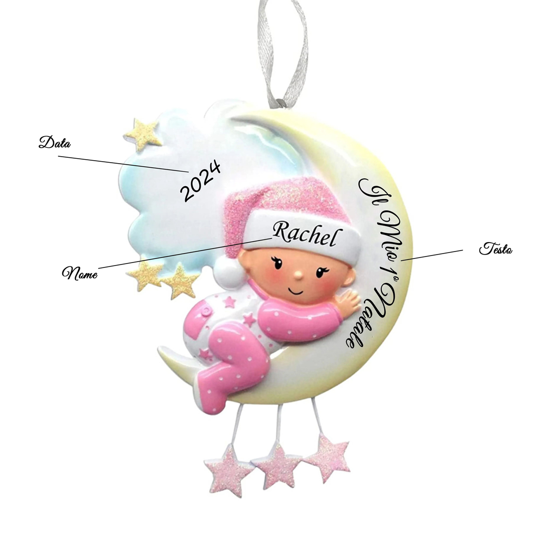 IL MIO 1º NATALE-Ciondolo natalizio per bambino bambina neo nascita nome e data personalizzabile