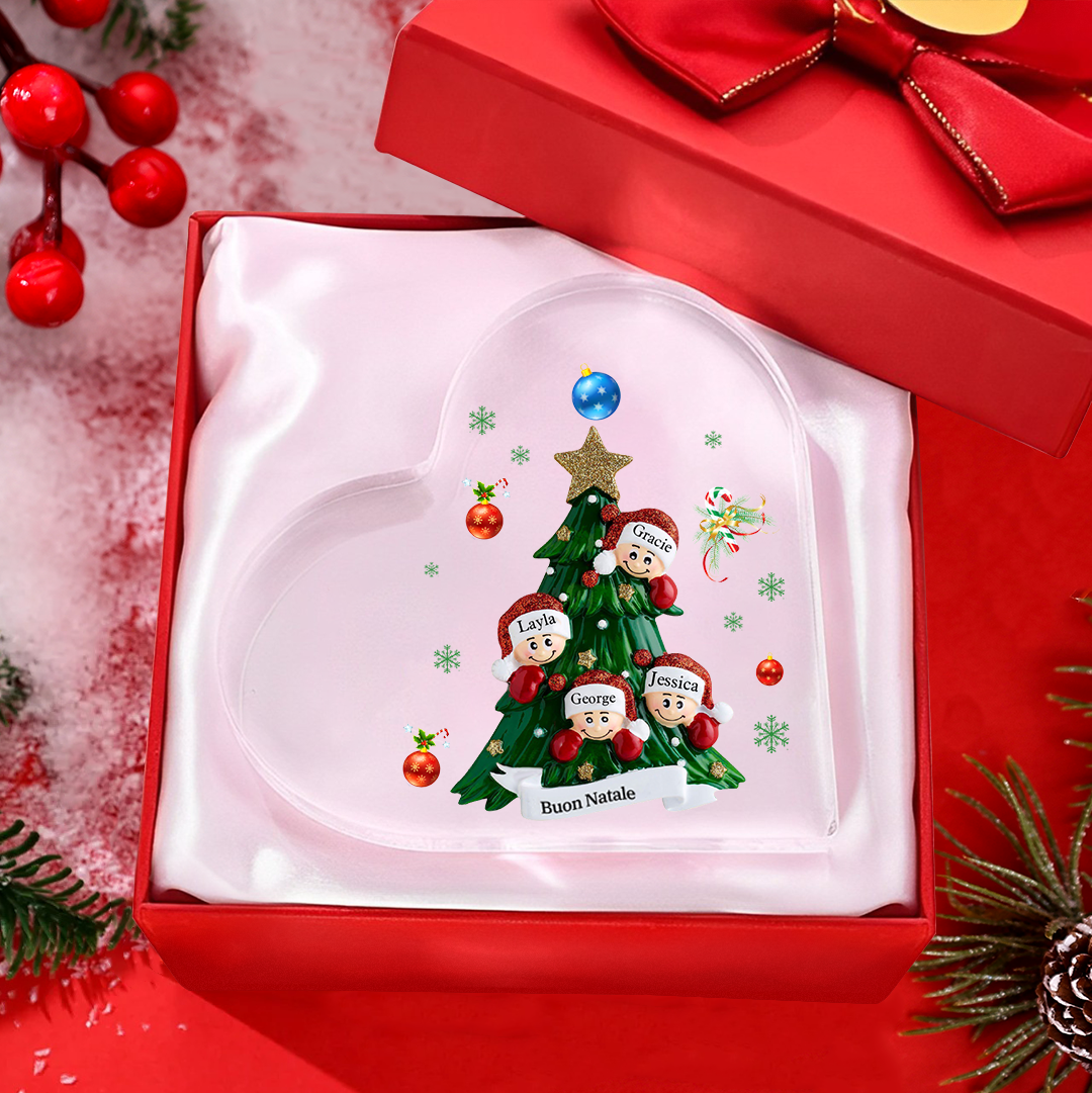 Decorazione Natalizia in Acrilico Personalizzata – Casa di Famiglia con 4 Nomi e Testo Personalizzati, Regalo di Natale per la Famiglia | Jessemade
