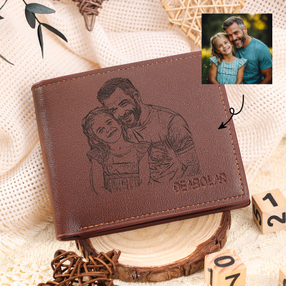 Portafoglio in pelle da uomo 1 foto e 1 nome e 1 lettera personalizzabili regalo per nonno