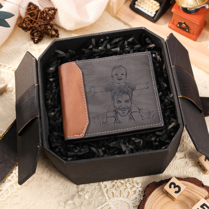 Portafoglio in PU pelle 1 foto e 1 nome e 1 lettera personalizzati regalo per papà