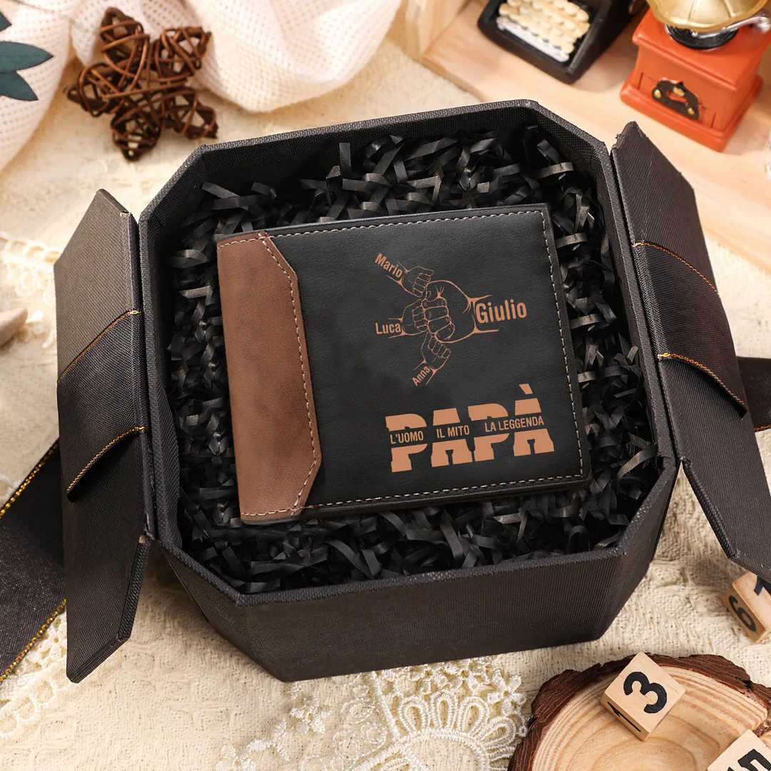 Portafoglio in PU pelle pugno a pugno personalizzabile regalo per papà