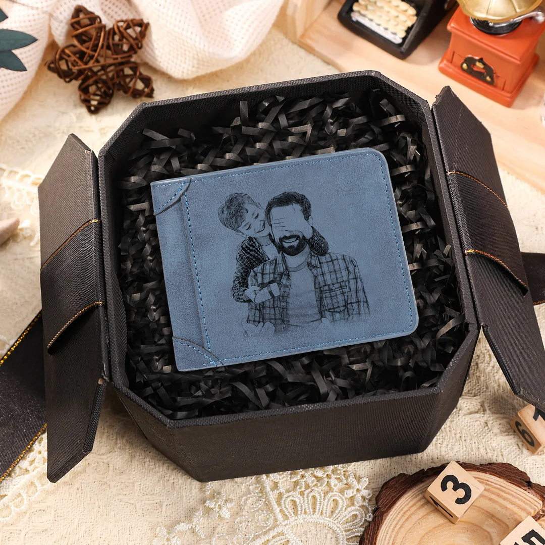 Portafoglio Personalizzato da Uomo con Foto, Nome e Iniziale – Portafoglio in Pelle PU, Regalo di Coppia per Lui | Jessemade