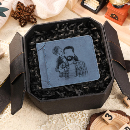 Portafoglio Personalizzato da Uomo con Foto, Nome e Iniziale – Portafoglio in Pelle PU, Regalo di Coppia per Lui | Jessemade