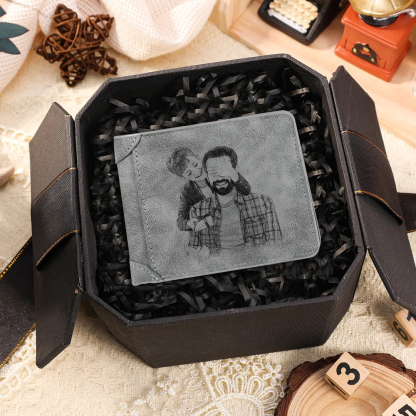 Portafoglio Personalizzato da Uomo con Foto, Nome e Iniziale – Portafoglio in Pelle PU, Regalo di Coppia per Lui | Jessemade