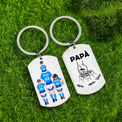 Portachiavi Personalizzato Calcio con 2-4 Nomi e Pugni – Regalo Speciale per Papà | Jessemade