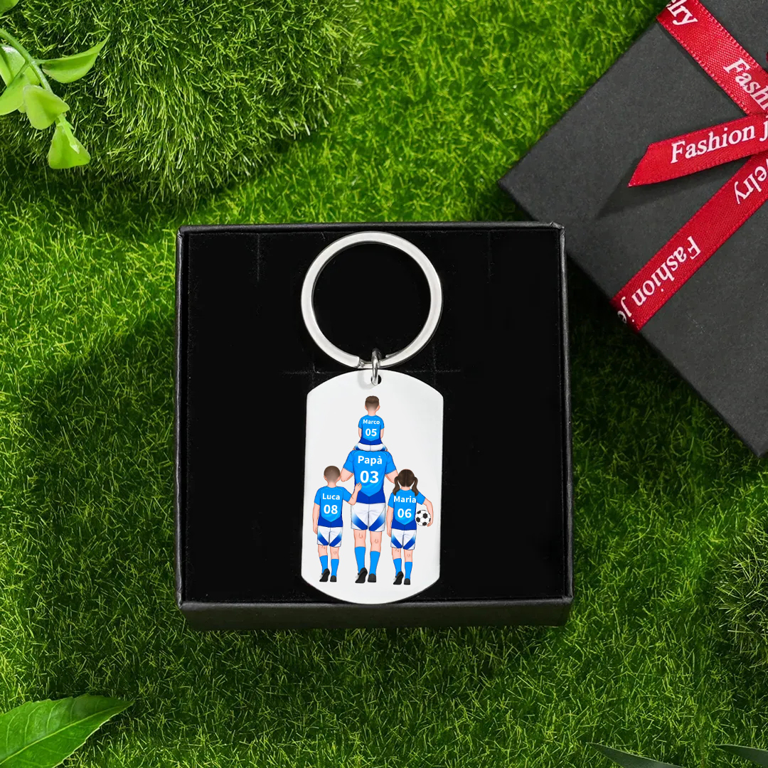 Portachiavi Personalizzato Calcio con 2-4 Nomi e Pugni – Regalo Speciale per Papà | Jessemade