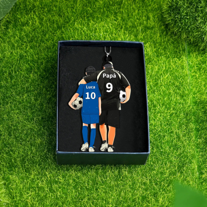 Portachiavi/Pendente Personalizzata in Acrilico – Design Padre e Figlio, Regalo a Tema Calcio per Famiglie | Jessemade