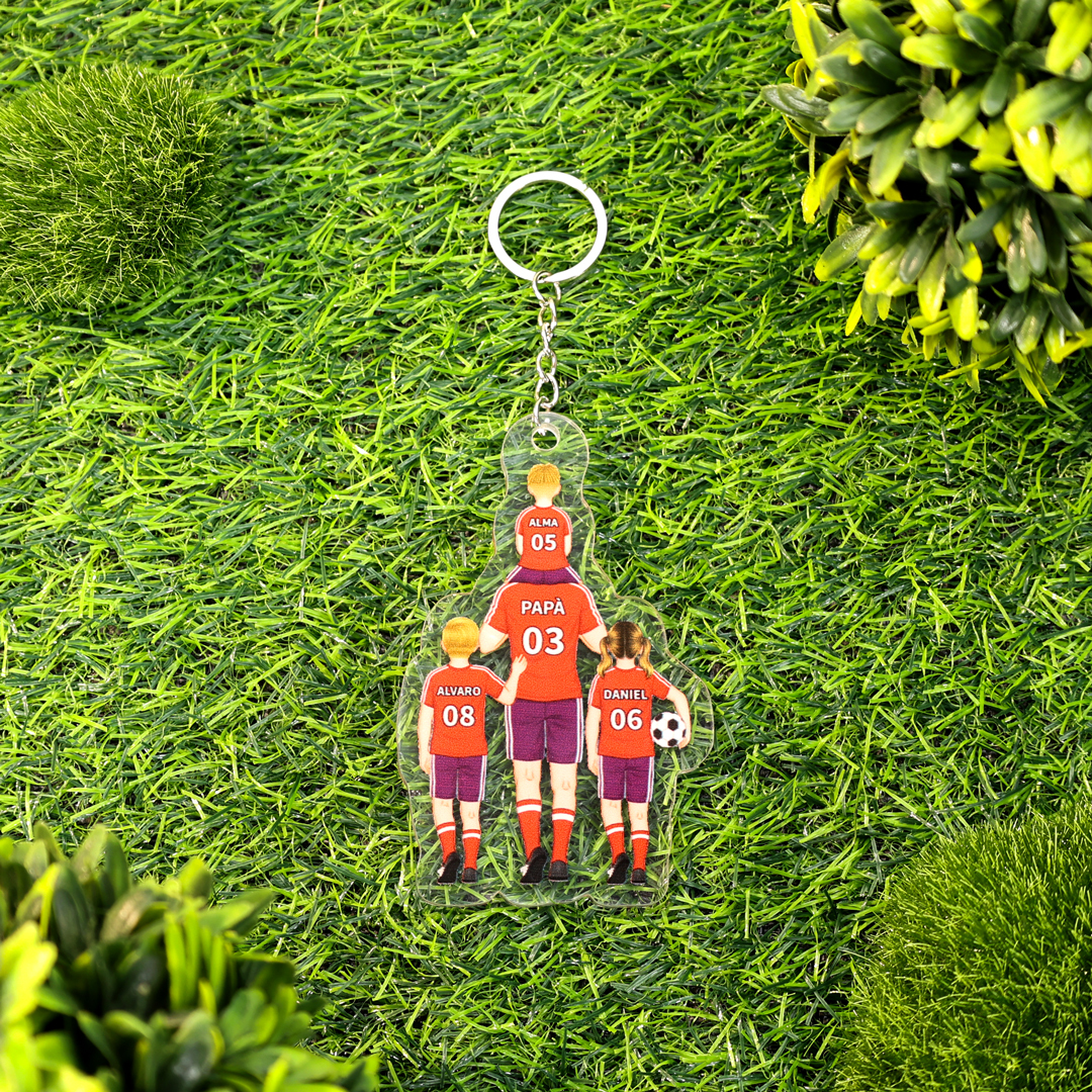 Portachiavi/Pendente acrilico da calcio con 2-4 nomi personalizzati Regali per la festa del papà | Jessemade