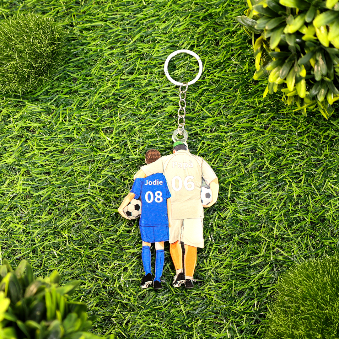 Portachiavi/Pendente Personalizzata in Acrilico – Design Padre e Figlio, Regalo a Tema Calcio per Famiglie | Jessemade