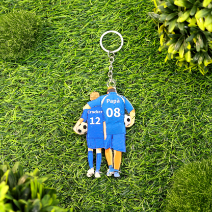 Portachiavi/Pendente Personalizzata in Acrilico – Design Padre e Figlio, Regalo a Tema Calcio per Famiglie | Jessemade