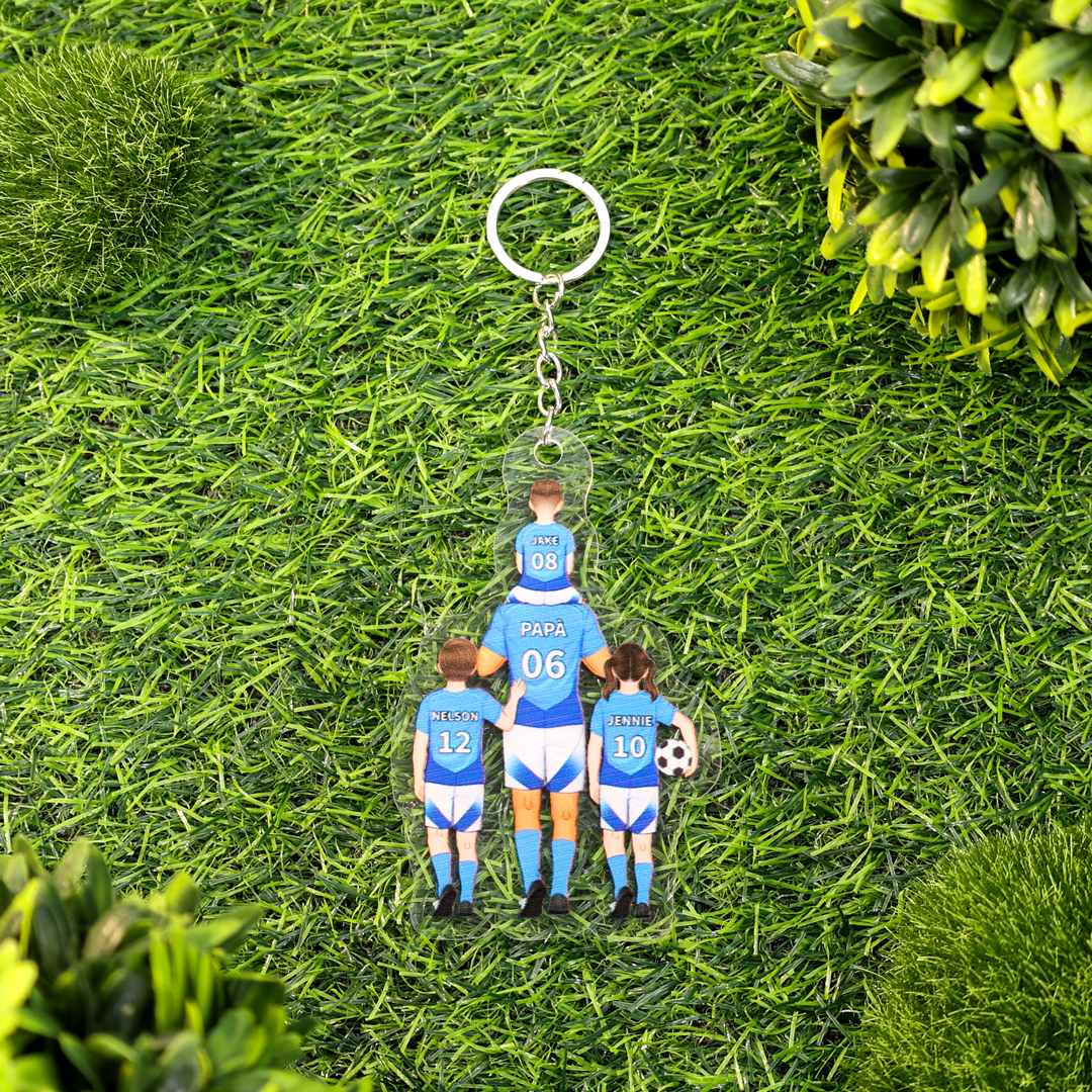 Portachiavi/Pendente acrilico da calcio con 2-4 nomi personalizzati Regali per la festa del papà | Jessemade