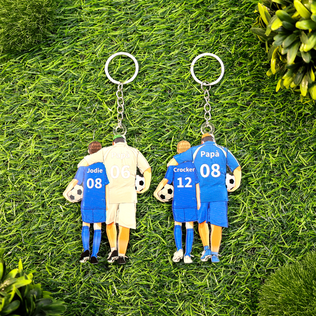 Portachiavi/Pendente Personalizzata in Acrilico – Design Padre e Figlio, Regalo a Tema Calcio per Famiglie | Jessemade