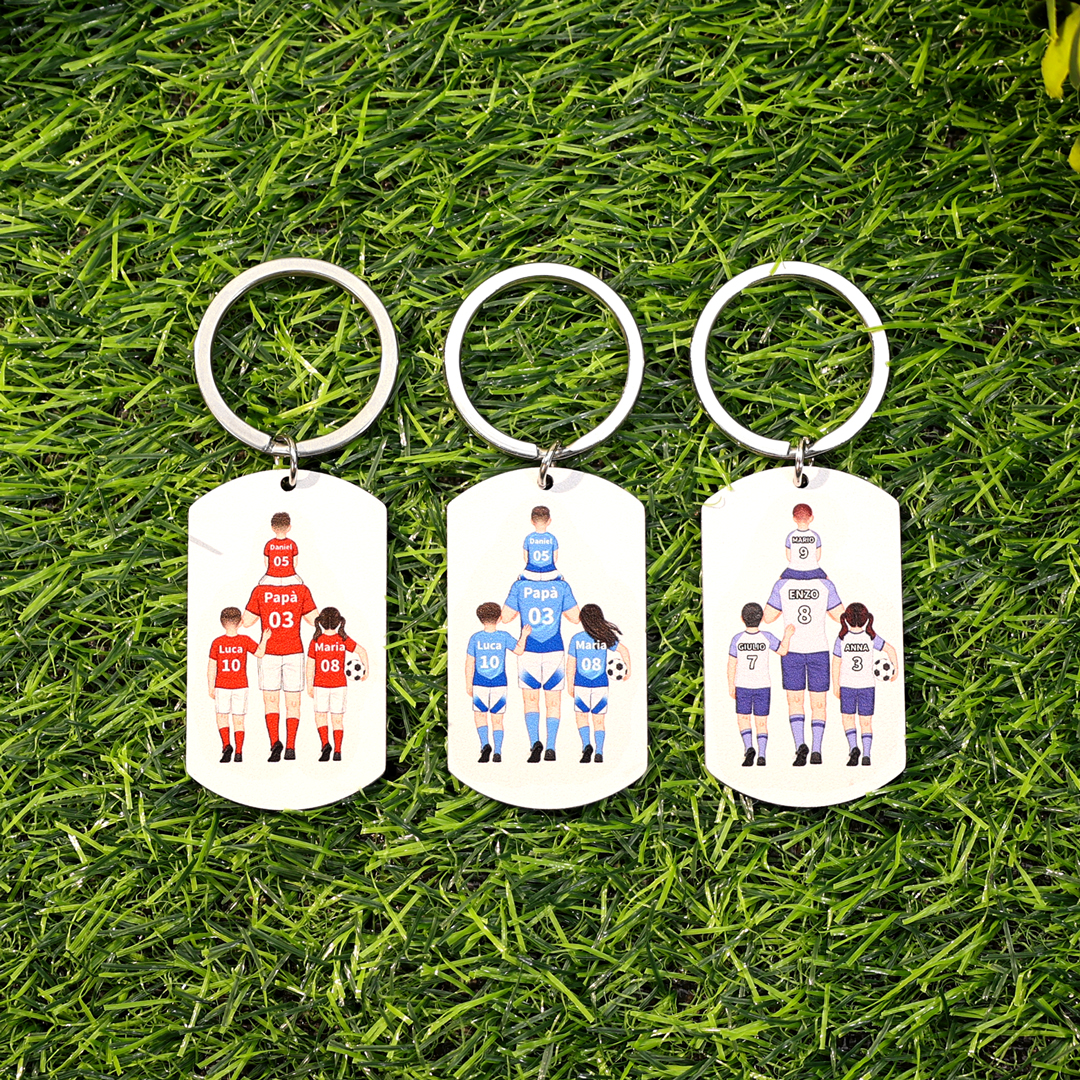 Portachiavi Personalizzato Calcio con 2-4 Nomi e Pugni – Regalo Speciale per Papà | Jessemade