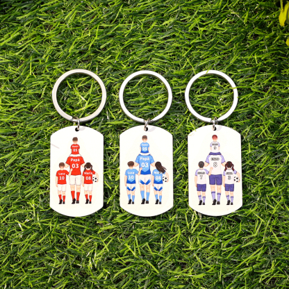 Portachiavi Personalizzato Calcio con 2-4 Nomi e Pugni – Regalo Speciale per Papà | Jessemade