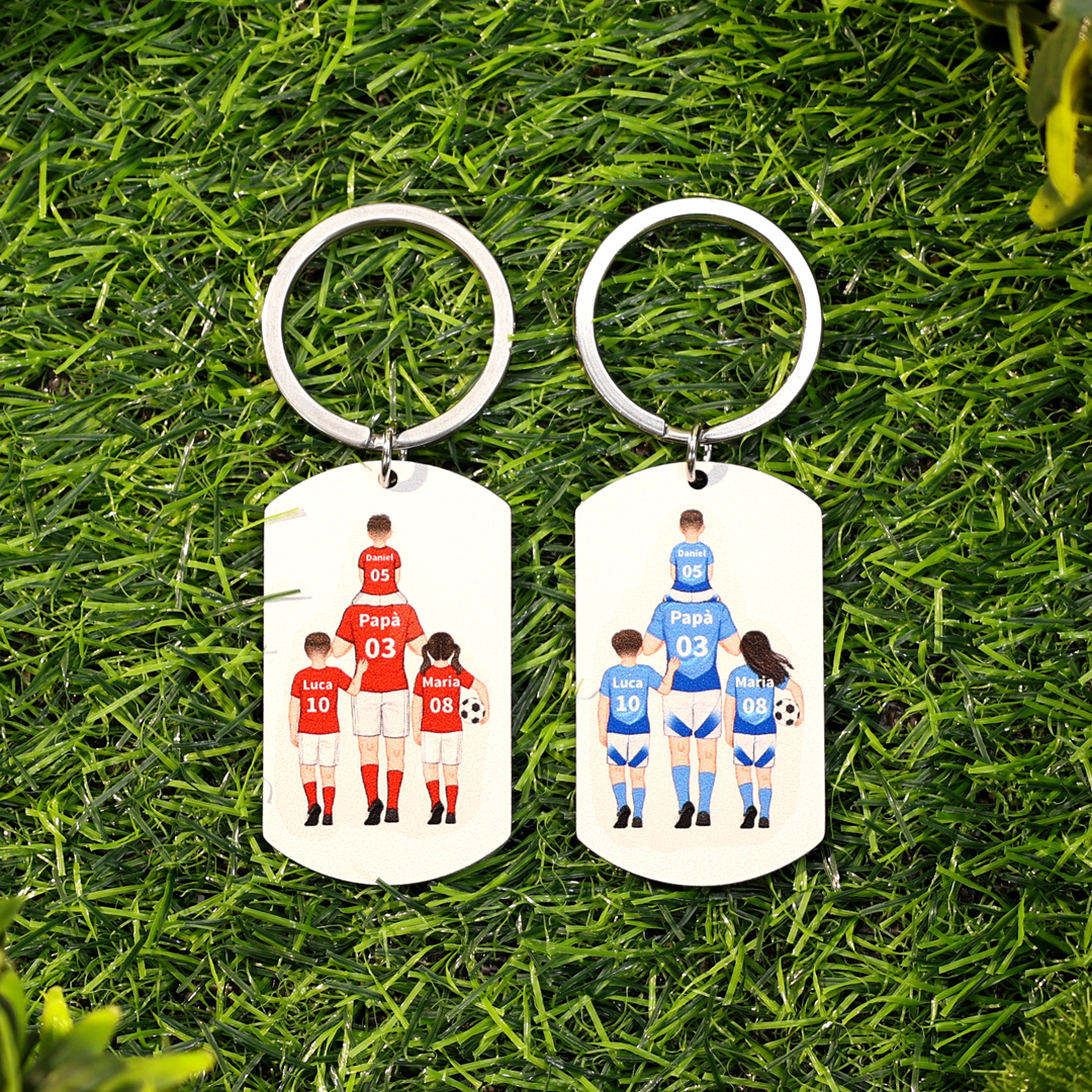 Portachiavi Personalizzato Calcio con 2-4 Nomi e Pugni – Regalo Speciale per Papà | Jessemade